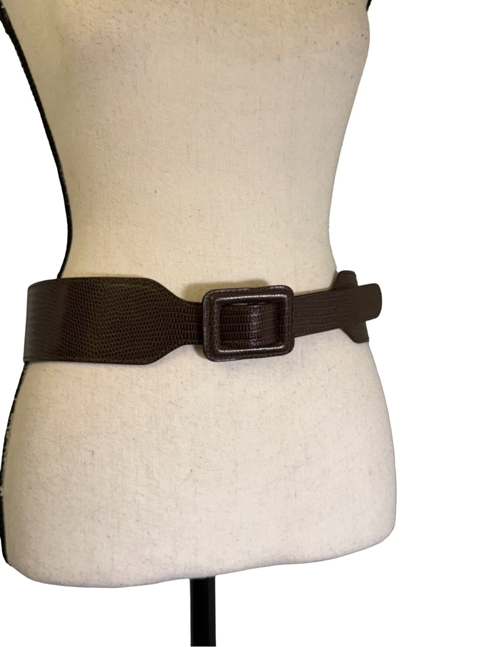 Banana Republic Wide Waist Belt Medium Brown Textured Genuine Leather Statement